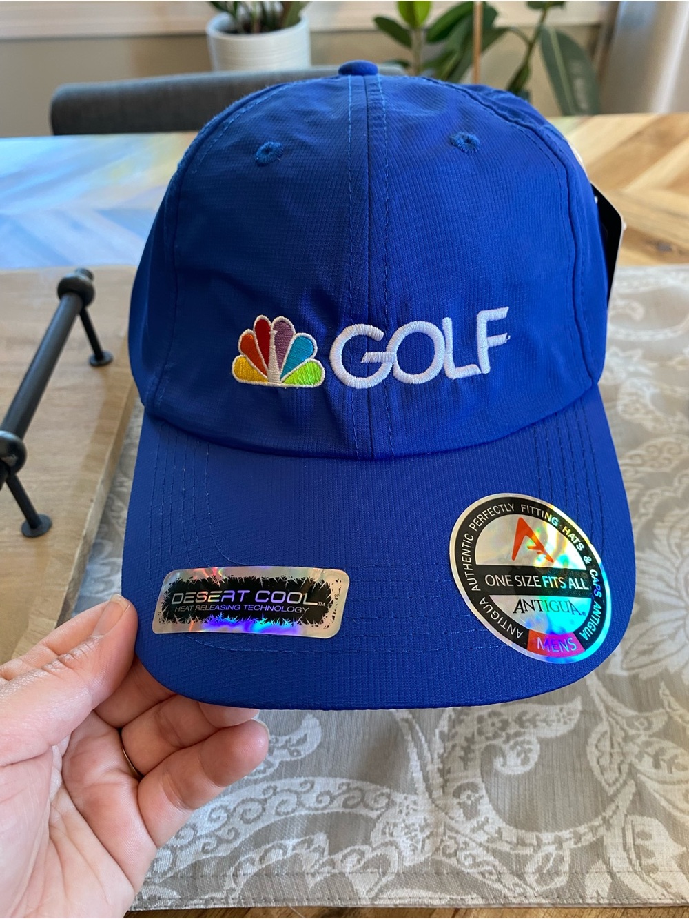 Antigua Men's Blue Golf Hat One Size Fits All Adjustable Solid Logo Polyester